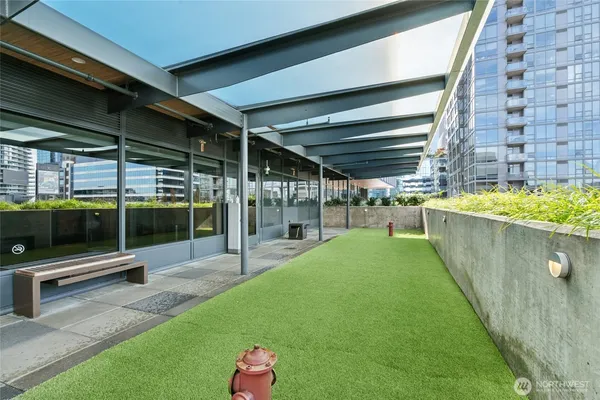 a view of a city with tall buildings