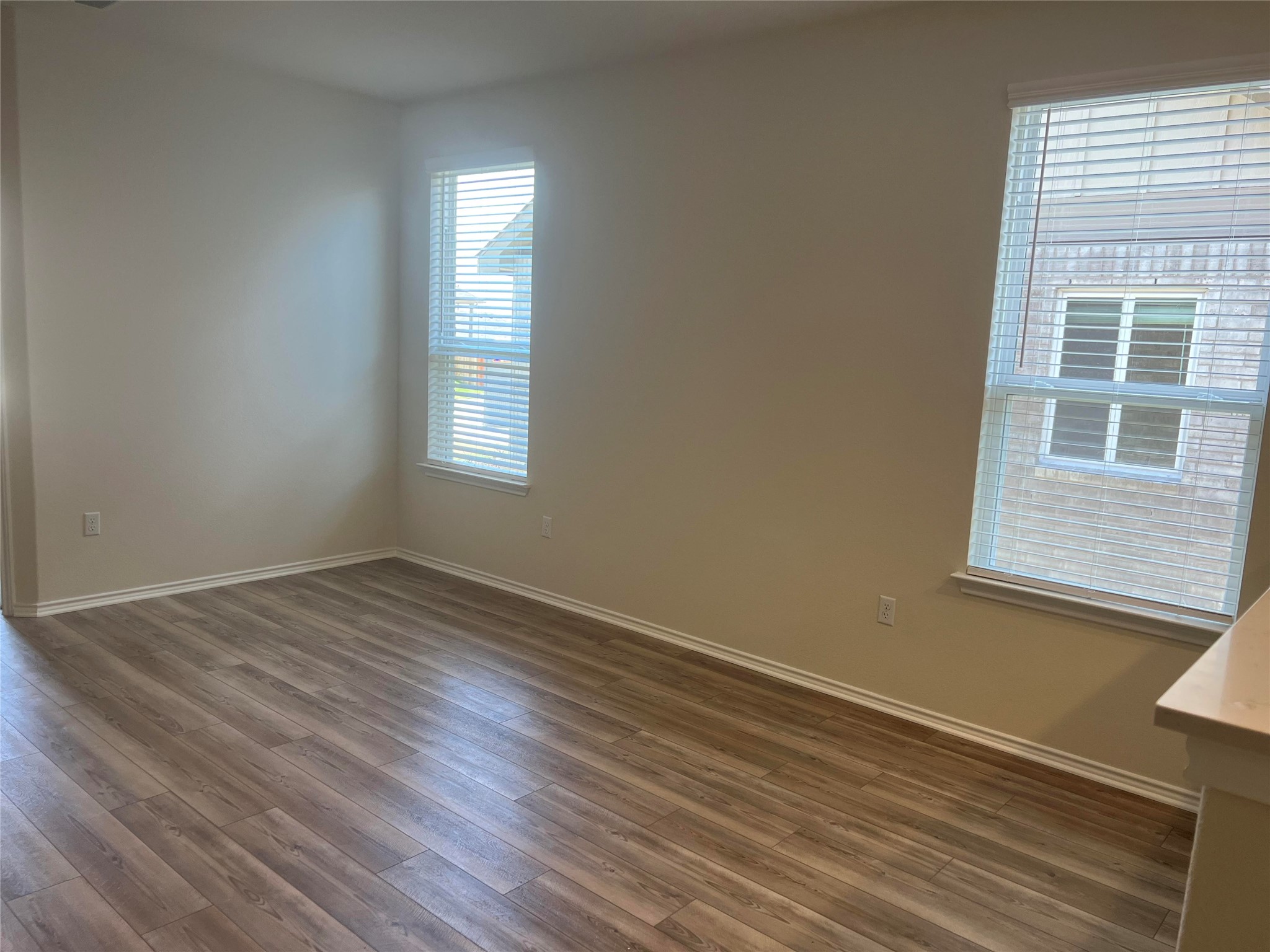 427 Tree Nut Loop Buda, TX 78610 - Photo 12 of 38 an empty room with wooden floor and windows