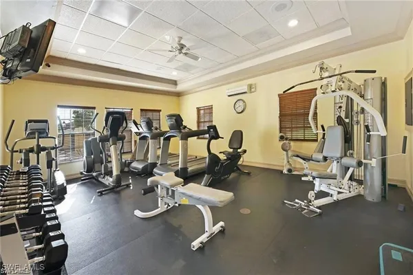 a view of a room with gym equipment