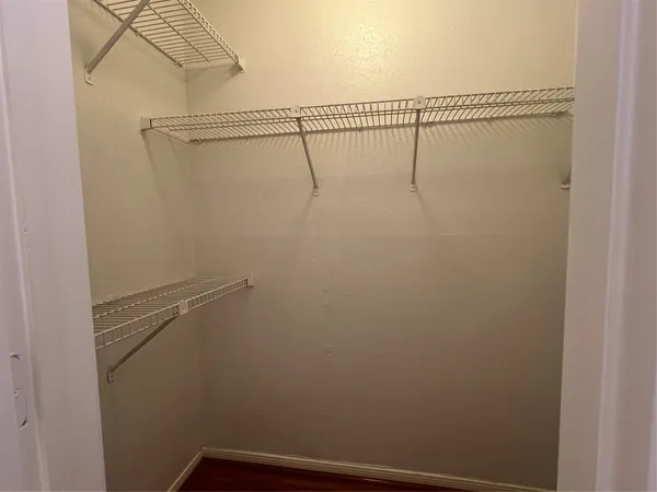 a view of small space with racks on the wall