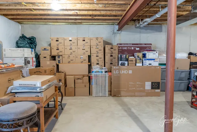 a storage room with washer and dryer