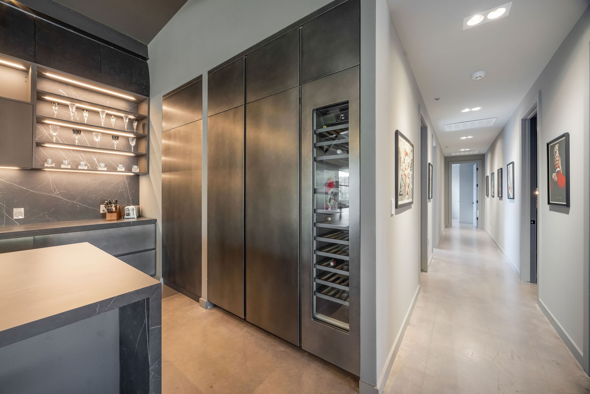 908 White Street Houston, TX 77007 - Photo 8 of 21 Built-in wine fridge and Built-in refrigerator; the left door leads to a spacious walk-in pantry.