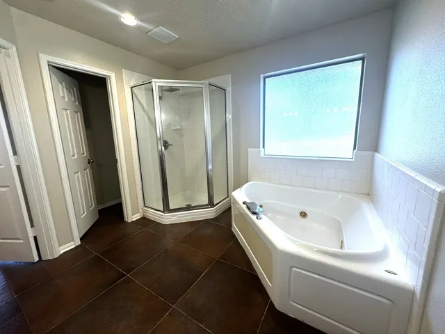 a bathroom with a tub a sink and a shower
