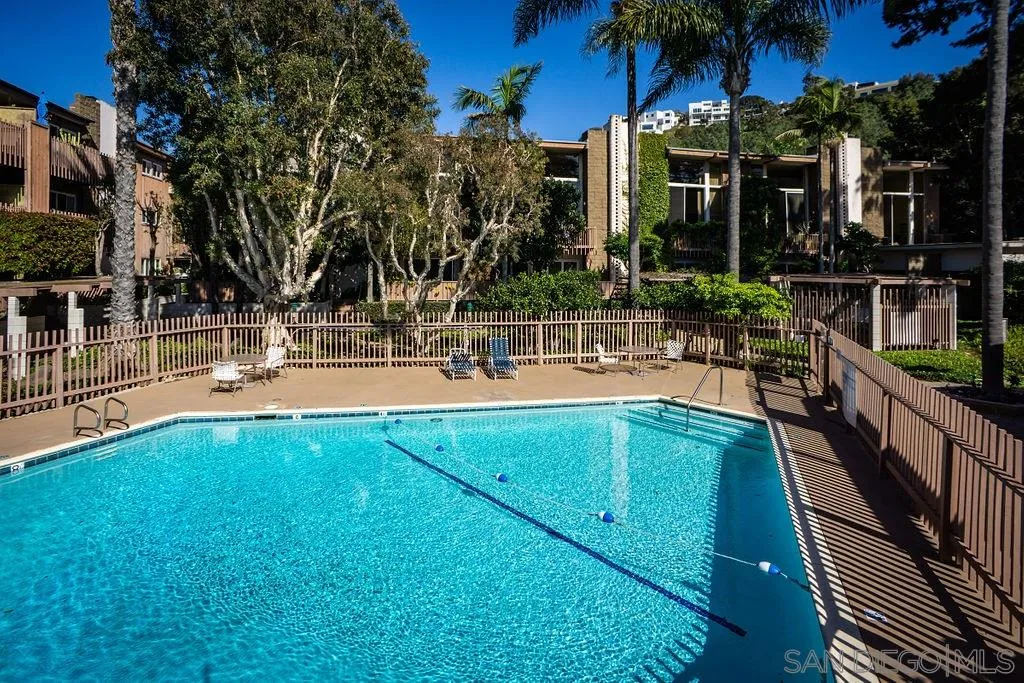 2630 Torrey Pines Road, Unit E22 La Jolla, CA 92037 - Photo 35 of 37 a view of swimming pool with outdoor seating and city view