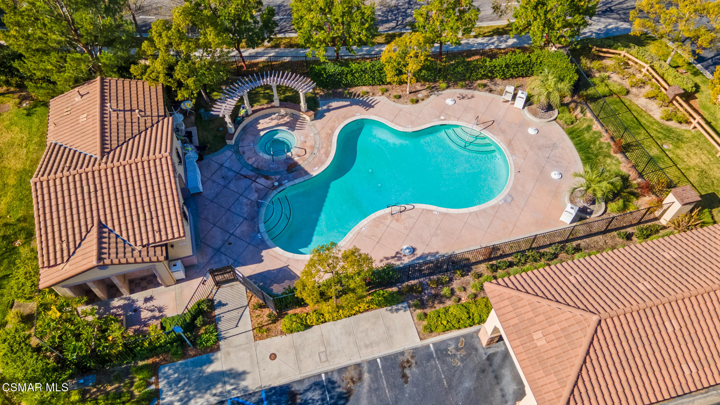 6825 Simmons Way Moorpark, CA 93021 - Photo 19 of 24 an aerial view of a house with a swimming pool and outdoor seating