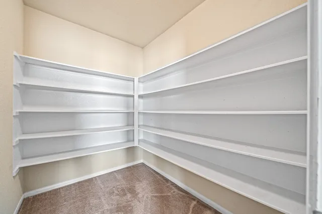a view of walk in closet with empty racks