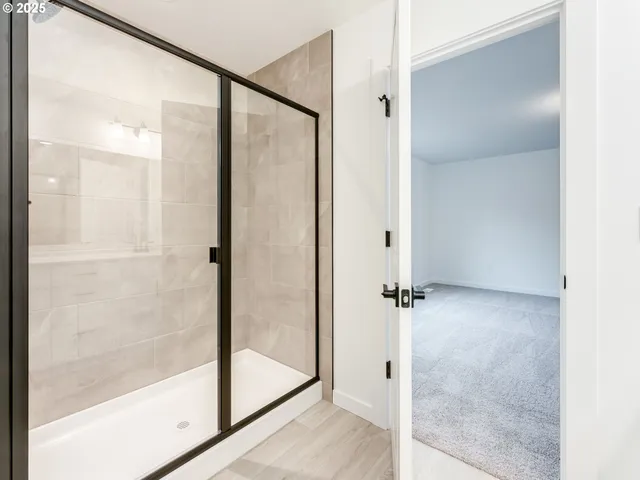 a close view of a fireplace with a large window