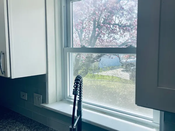 a bathroom with a window