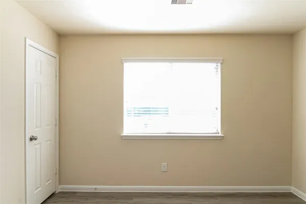 a view of a small space with a window