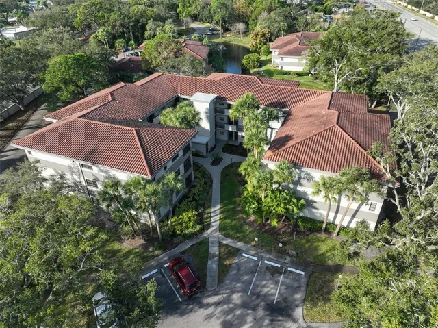 an aerial view of a house