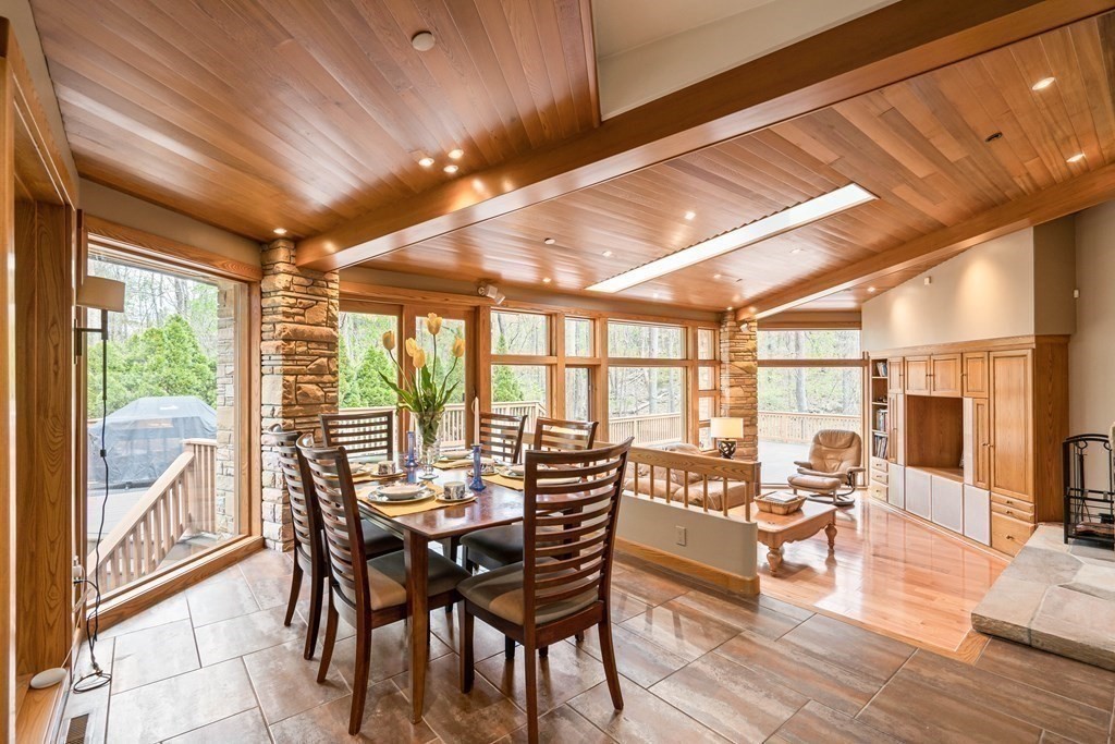44 Sears Road Southborough, MA 01772 - Photo 13 of 41 a dining room with furniture wooden floor and a chandelier