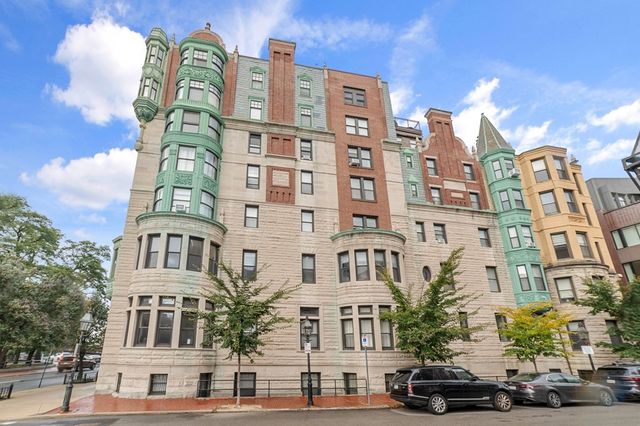 a front view of a multi story building