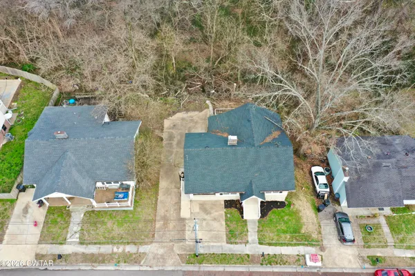 an aerial view of a house