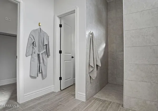 a bathroom with a shower