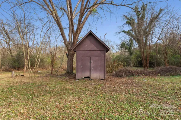 a view of a yard with a tree