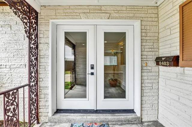 a view of a door of the house