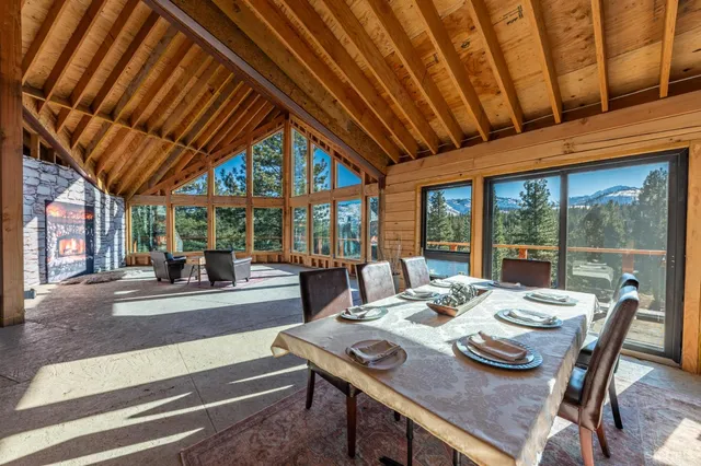 a view of a room with a large window