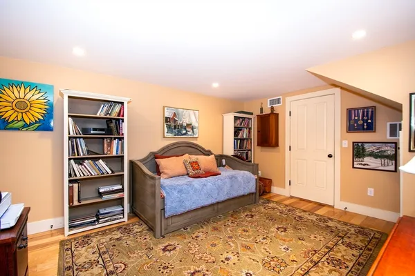 a view of a livingroom with furniture window and outside view