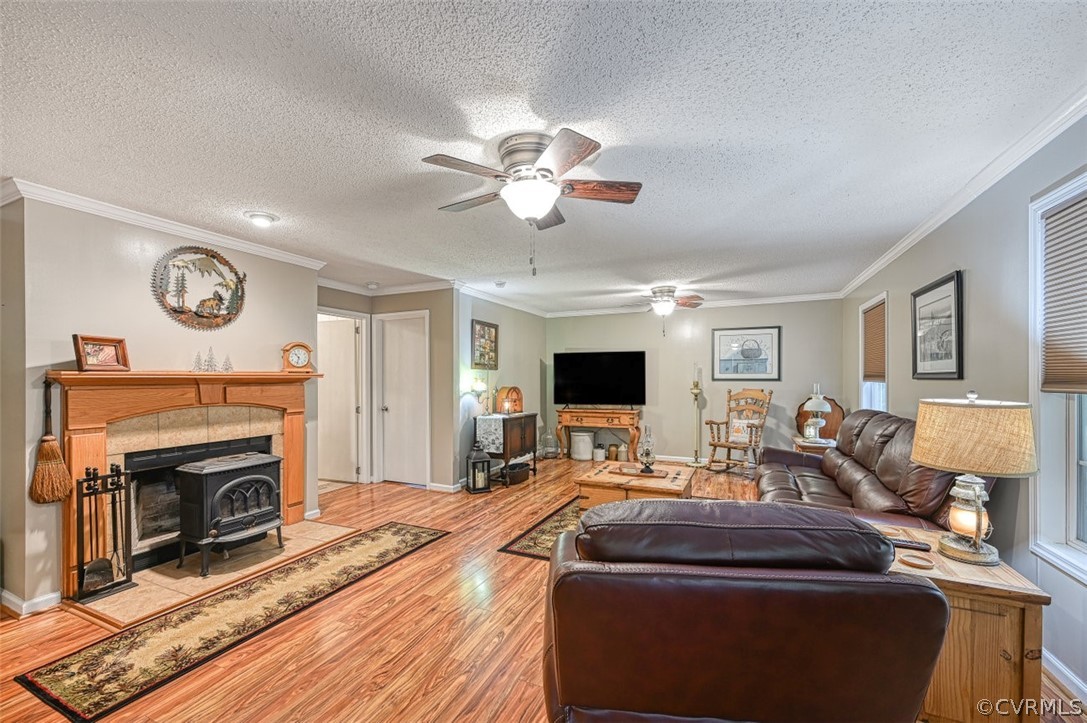 5764 Community House Road Columbia, VA 23038 - Photo 22 of 48 a living room with furniture a fireplace and a flat screen tv