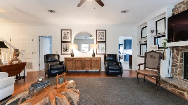 a view of a lake with a city