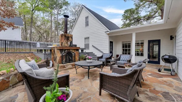 a living room with furniture