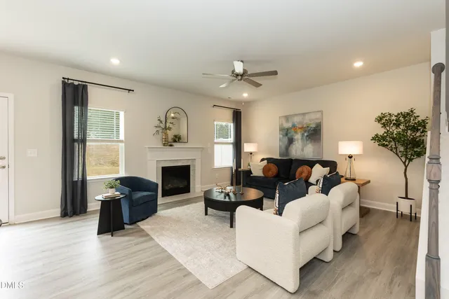 a view of livingroom with furniture and stairs