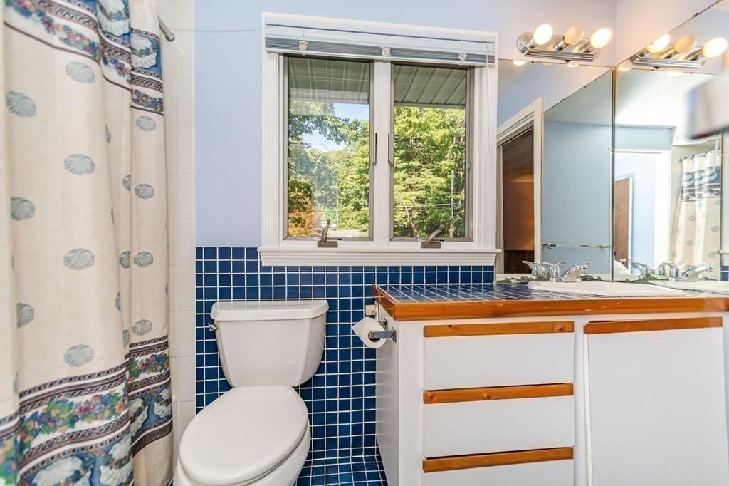 7 Ruthellen Road Chelmsford, MA 01824 - Photo 37 of 40 a bathroom with a sink a toilet a mirror and a shower