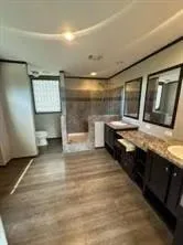 a view of hotel and bathroom