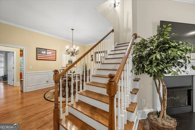 a view of entryway with wooden floor