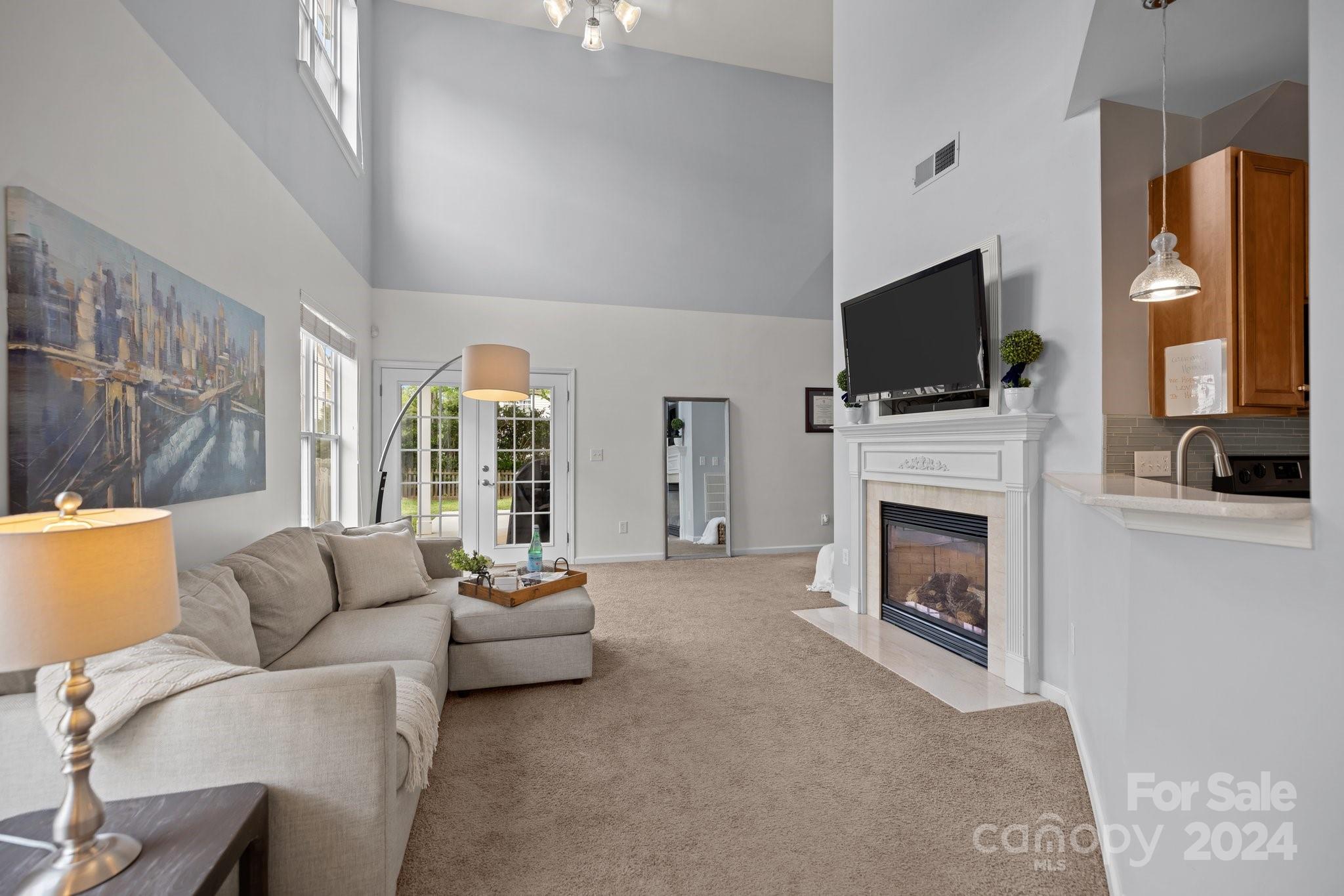 449 Silver Cypress Lane Fort Mill, SC 29708 - Photo 12 of 42 a living room with furniture a fireplace and a flat screen tv