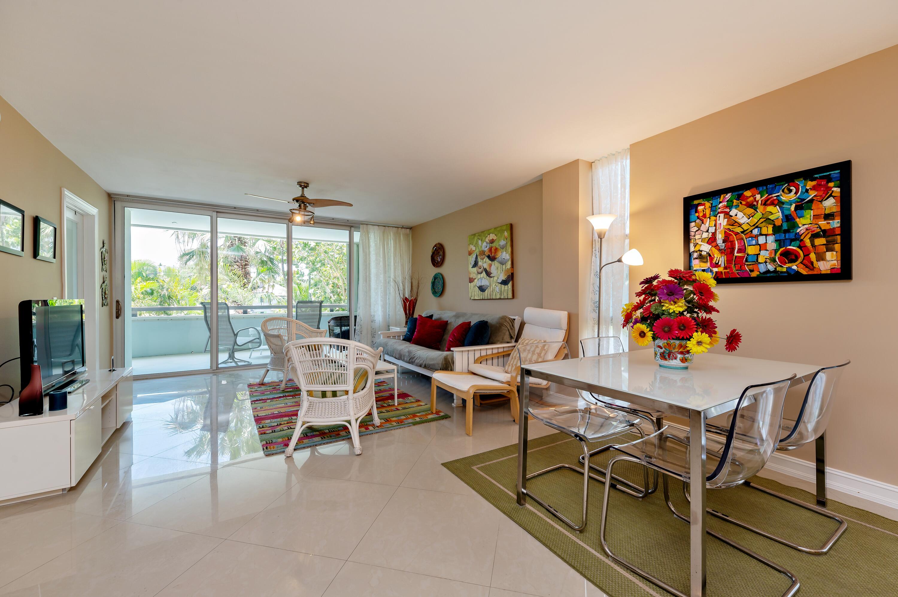 1112 Ocean Terrace, Unit 1B Delray Beach, FL 33483 - Photo 1 of 18 a living room with furniture and a flat screen tv