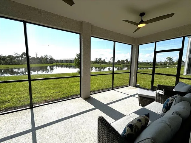 a living room with a large window