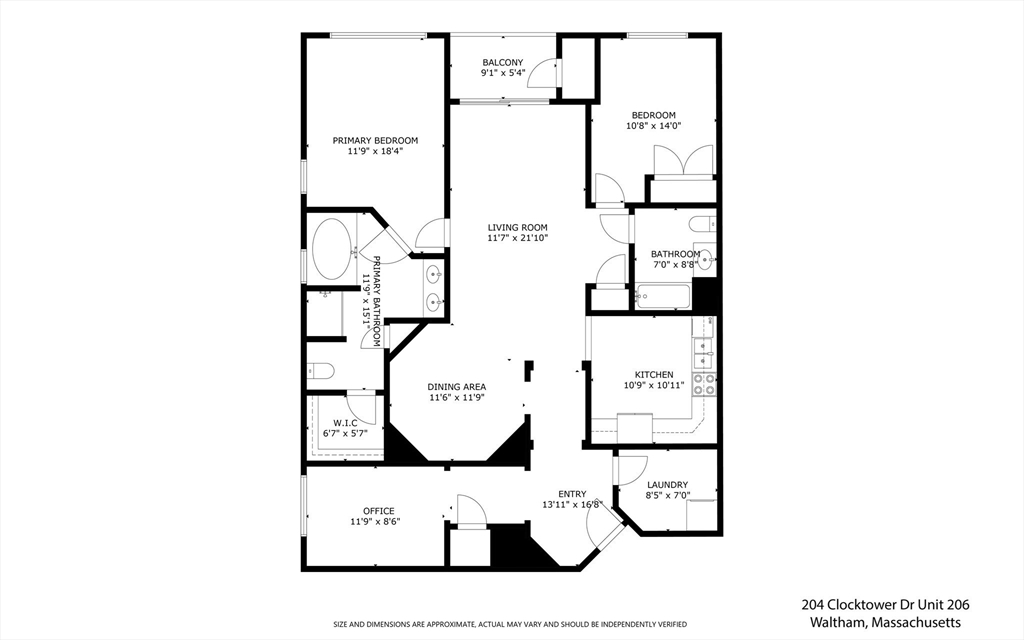 204 Clocktower Drive, Unit 206 Waltham, MA 02452 - Photo 27 of 27 a picture of a floor plan