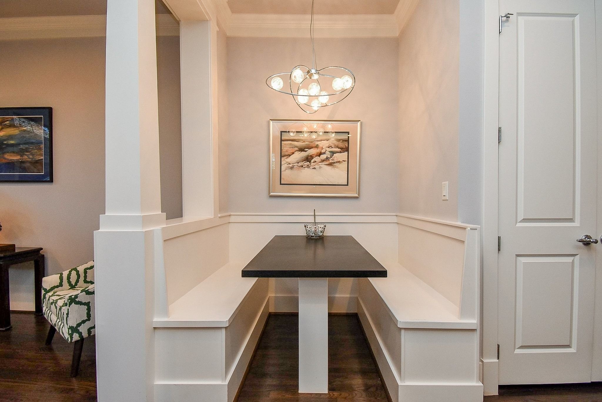 1036 Kern Street Houston, TX 77009 - Photo 18 of 47 Is this not the neatest feature? A built-in breakfast area with on-trend light fixture. Thoughtful details like this abound in this home, which you won't find in the more "builder grade" homes in the area.