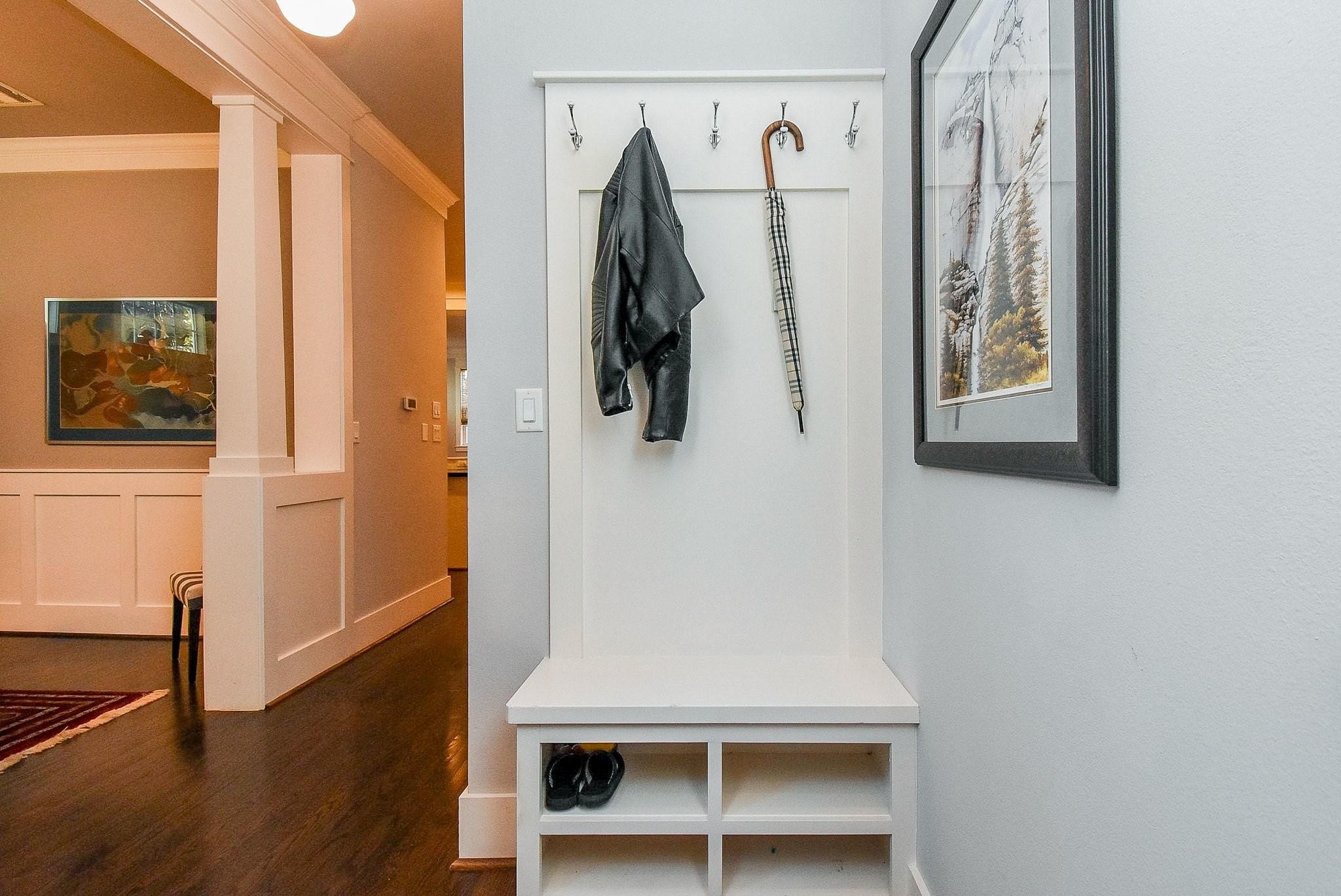 1036 Kern Street Houston, TX 77009 - Photo 23 of 47 We're about to head upstairs, but before we do, check out this little mud area right off the front entryway. What a great spot to hang coats, umbrellas, backpacks, or leave your shoes!