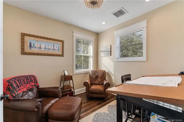 an aerial view of balcony and garden