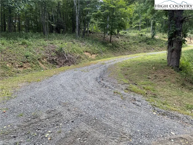 a view of a dirt road with trees in the background