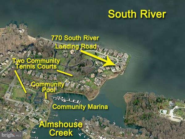770 South River Landing Road, Unit 770 Edgewater, MD 21037 - Photo 7 of 30 Aerial view shows SRL pool, marina & tennis!
