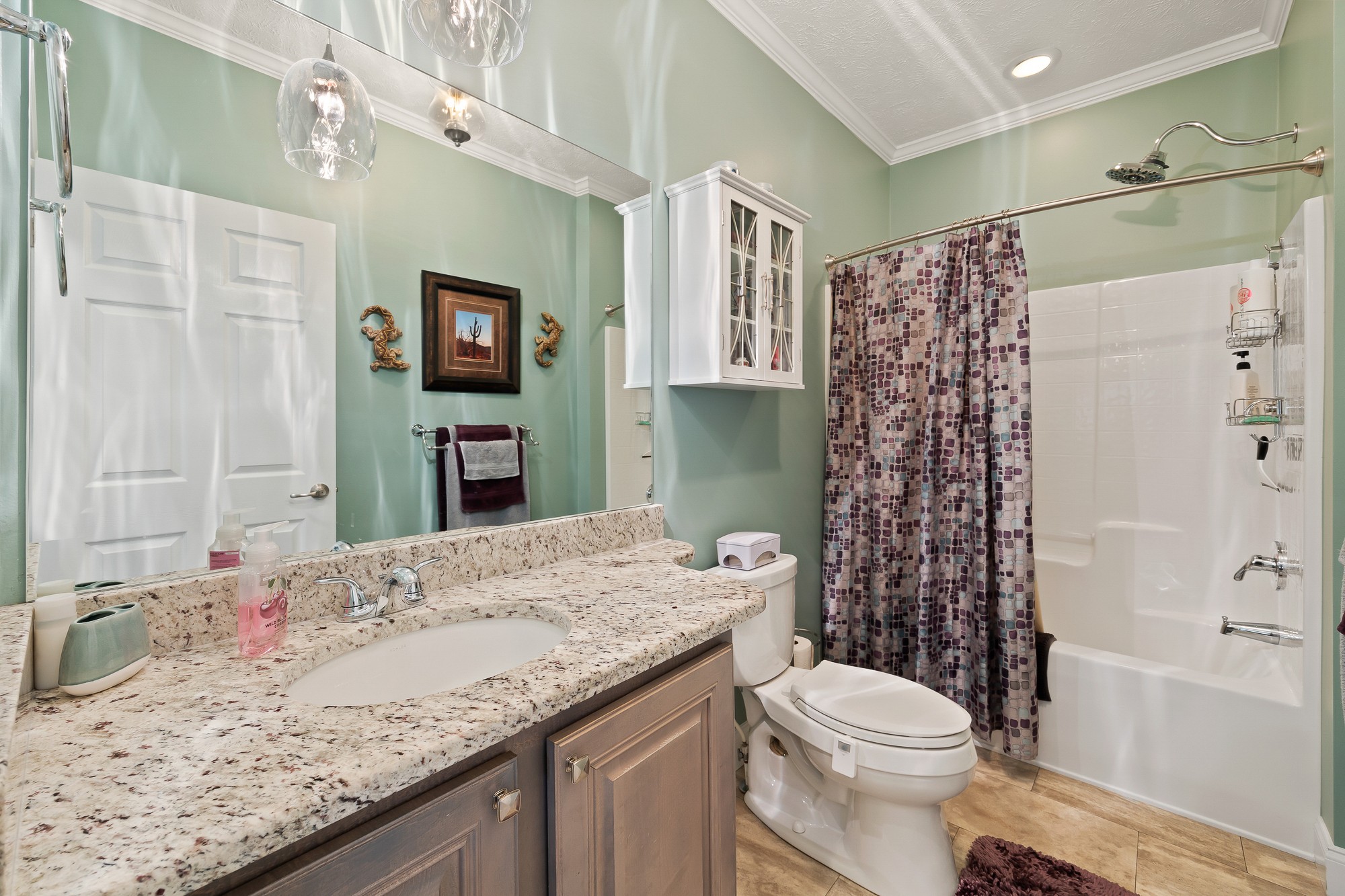 103 Molten Lane Hilham, TN 38568 - Photo 20 of 39 a bathroom with a granite countertop sink toilet and shower