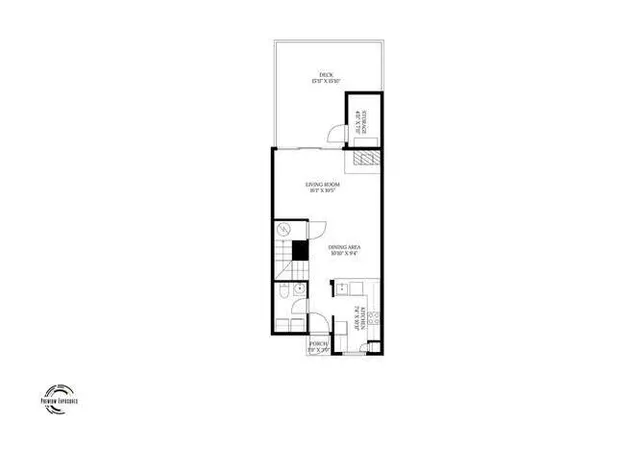 a view of a room that has a large window