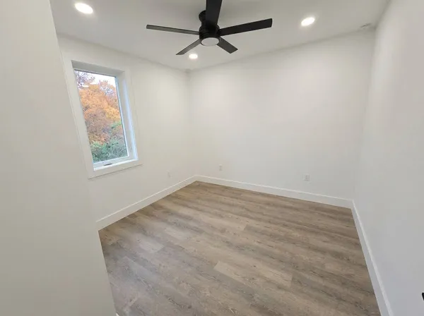 a view of an empty walk in closet