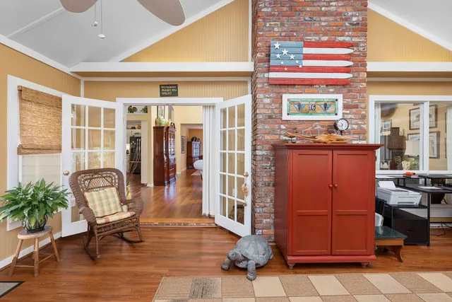 a living room with furniture