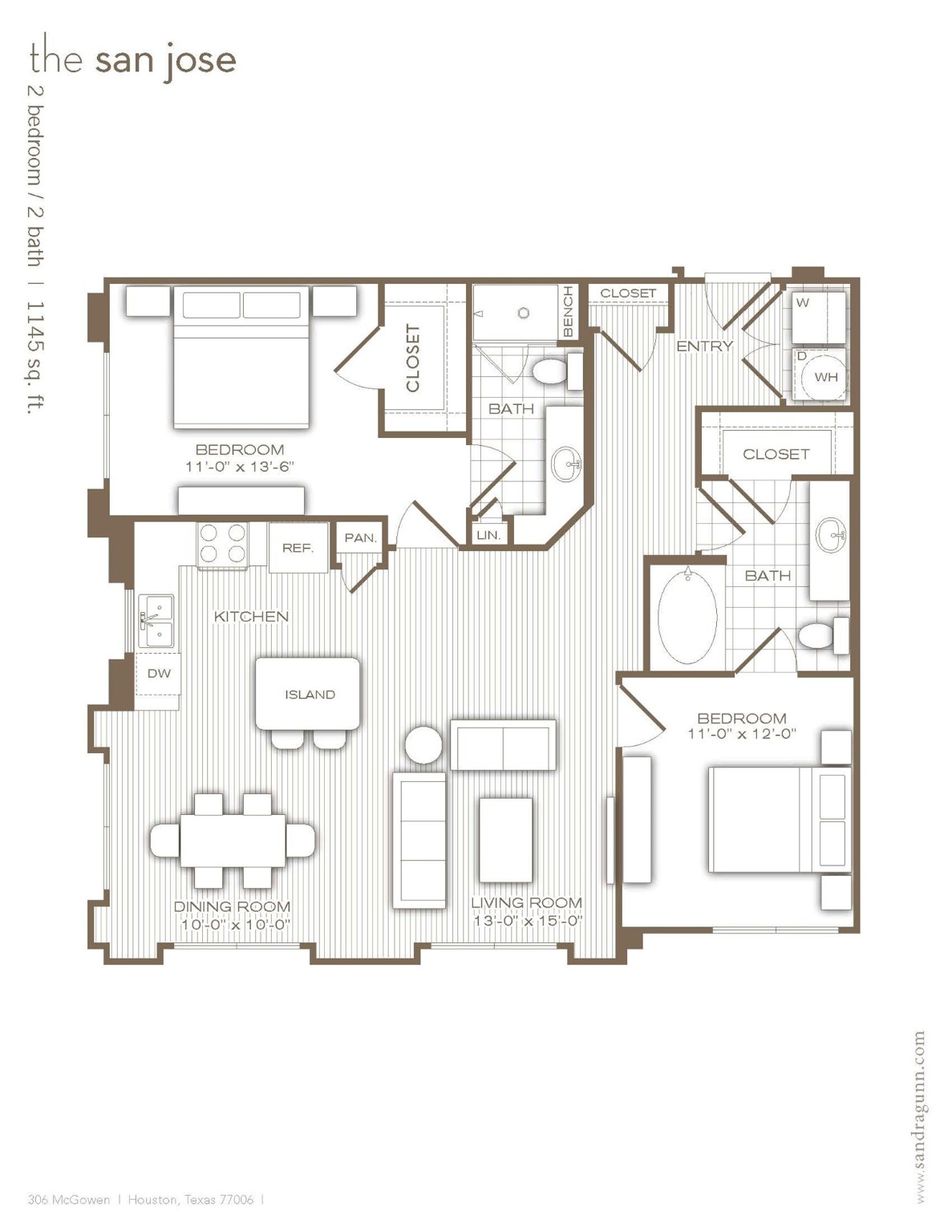 2700 Brazos Street, Unit 4515 Houston, TX 77006 - Photo 2 of 20 a black and white photo of a bench