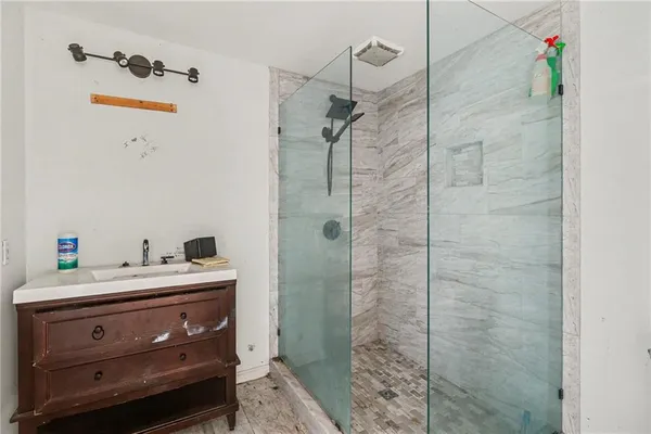 a bathroom with a shower