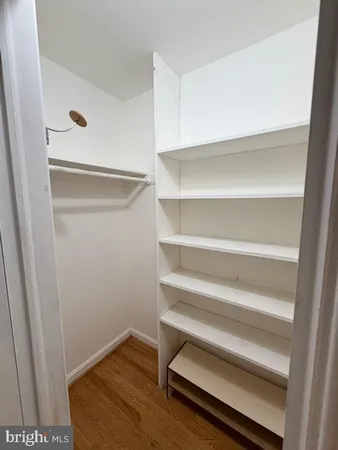 a view of an empty walk in closet