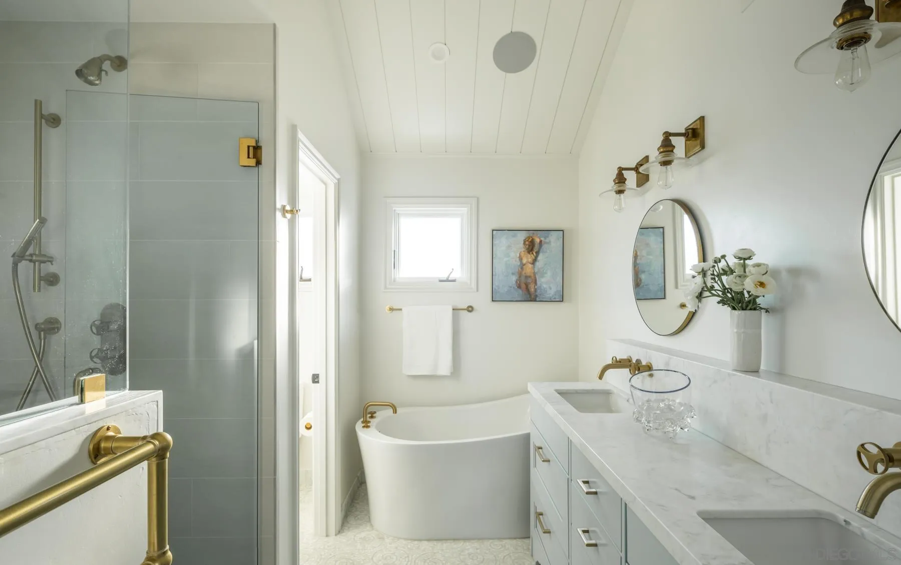 219 27th Street Del Mar, CA 92014 - Photo 33 of 47 a bathroom with a granite countertop sink a toilet and shower