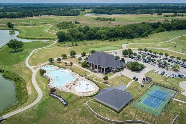an aerial view of a house having outdoor space