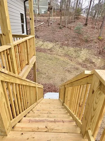 a view of wooden balcony