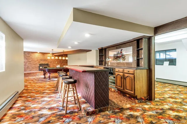 a room with pool table