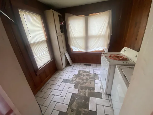 an empty room with windows